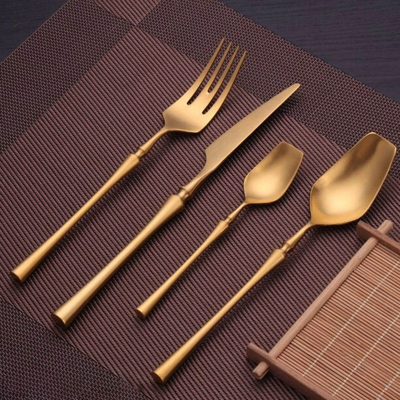 The Honeyluxe - 4 Piece Matte Gold Cutlery Set – The Cutlery